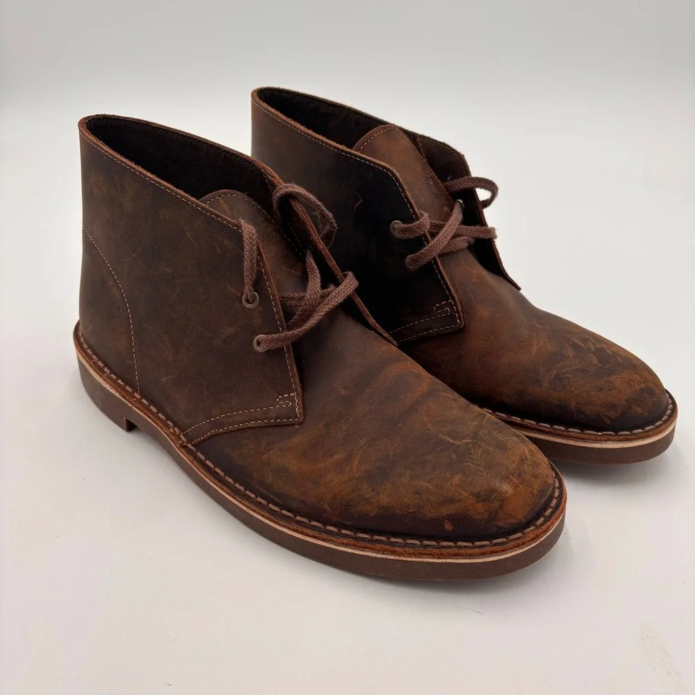 Clarks Desert Boot Mens 8 Brown Good Beeswax Leather Chukka Ankle Boots